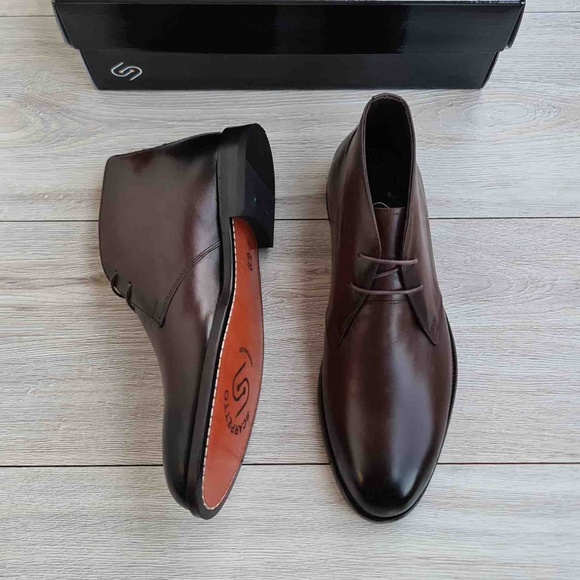 Premium Leather Brown Chukka Boots, Mens Lace-up Ankle Boots, Hand-Stitched Sole